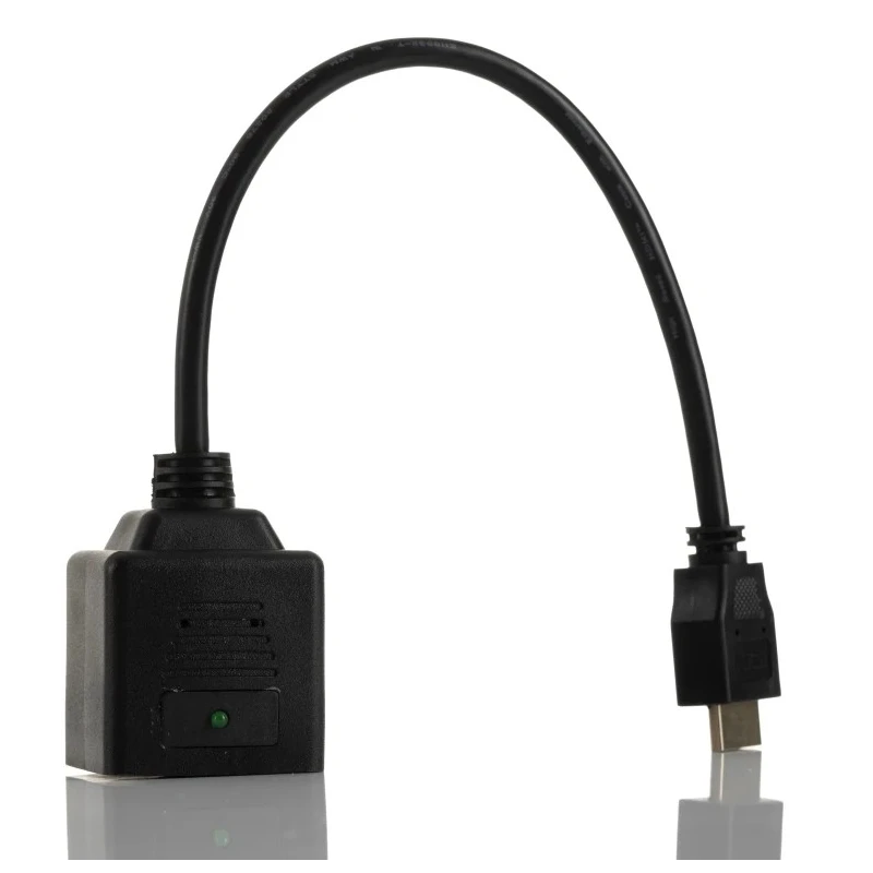 RS PRO 300 mm Male HDMI to Dual Female HDMI Cable Adapter with LED Indicator Green 768-4191