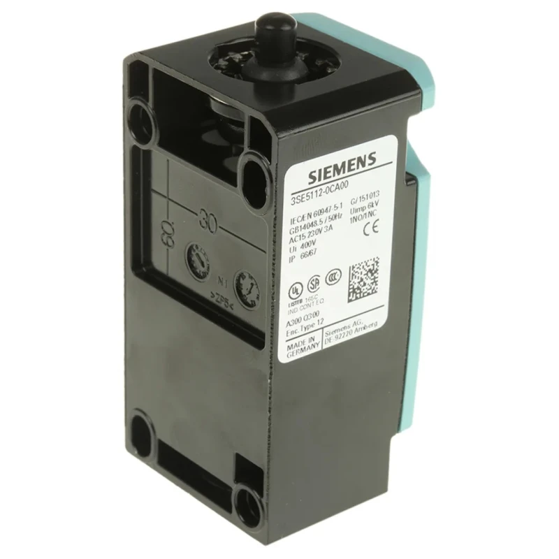 Siemens 3SE5 Series Round Plunger Limit Switch, 1 NO/1 NC Contact, IP67/IP66 Metal Housing, 300V AC 3SE5112-0CA00
