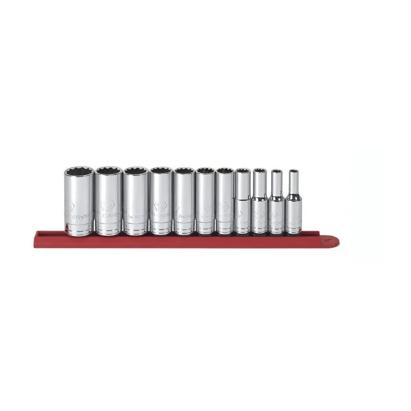 GearWrench 11-Piece 3/8 in Bit Deep Plug Standard Socket Set Alloy Steel Chrome Finish 80563