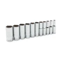 GearWrench 11-Piece 3/8 in Bit Deep Plug Standard Socket Set Alloy Steel Chrome Finish 80563