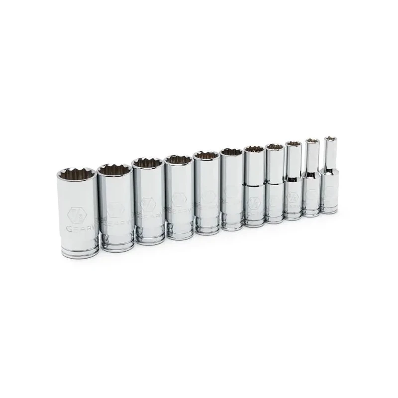 GearWrench 11-Piece 3/8 in Bit Deep Plug Standard Socket Set Alloy Steel Chrome Finish 80563