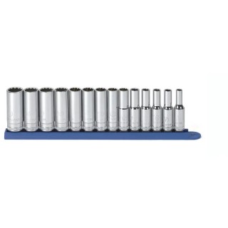 GearWrench 14-Piece 3/8 in 12 Point Deep Metric Alloy Steel Chrome Socket Set 80562