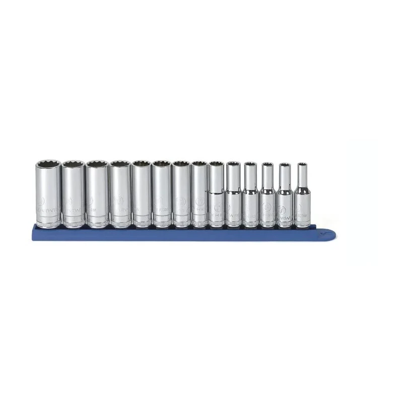 GearWrench 14-Piece 3/8 in 12 Point Deep Metric Alloy Steel Chrome Socket Set 80562