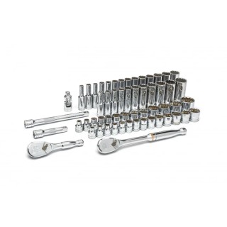 GearWrench 57-Piece 3/8 in 12 Point Socket Set Alloy Steel Chrome Finish 80551