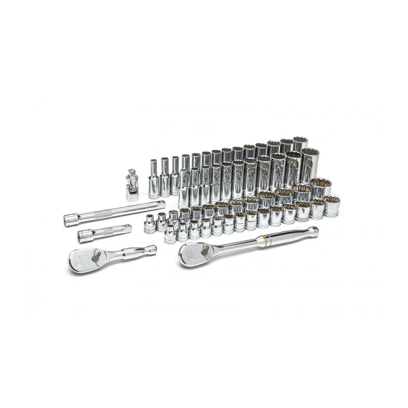 GearWrench 57-Piece 3/8 in 12 Point Socket Set Alloy Steel Chrome Finish 80551