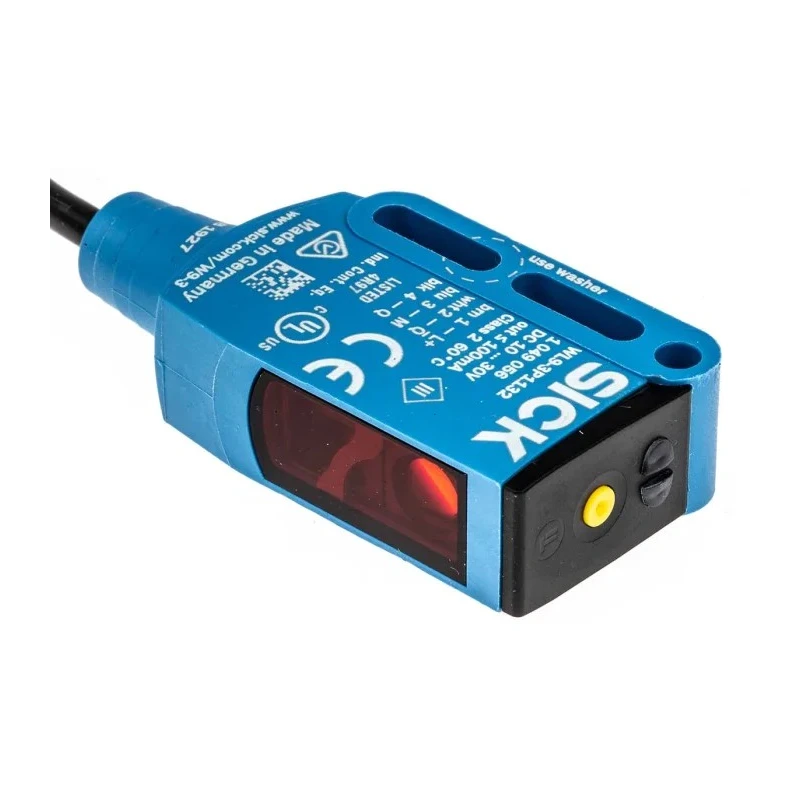 SICK Retroreflective Photoelectric Sensor, Block Sensor, 0 to 5 m Detection Range, PNP Output, IP69K IP66 IP67 WL9-3P1132