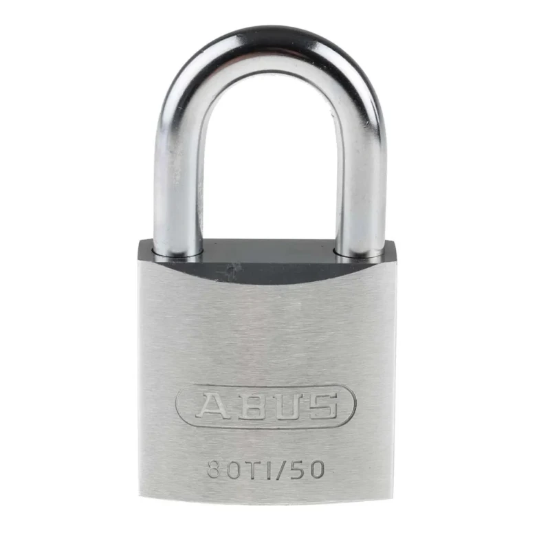 RS PRO Weatherproof Titalium Keyed Padlock 9.5 mm Shackle Diameter 44.5 mm Shackle Length 50 mm Body Width 80TI/50 KA8011