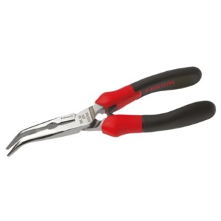 Facom 1-Piece Long Nose Plier Bent Nose 200mm Overall Length, 69mm Jaw, Comfort Grip Handle, VDE/1000V Approved 195A.20CPE