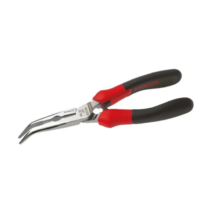 Facom 1-Piece Long Nose Plier Bent Nose 200mm Overall Length, 69mm Jaw, Comfort Grip Handle, VDE/1000V Approved 195A.20CPE