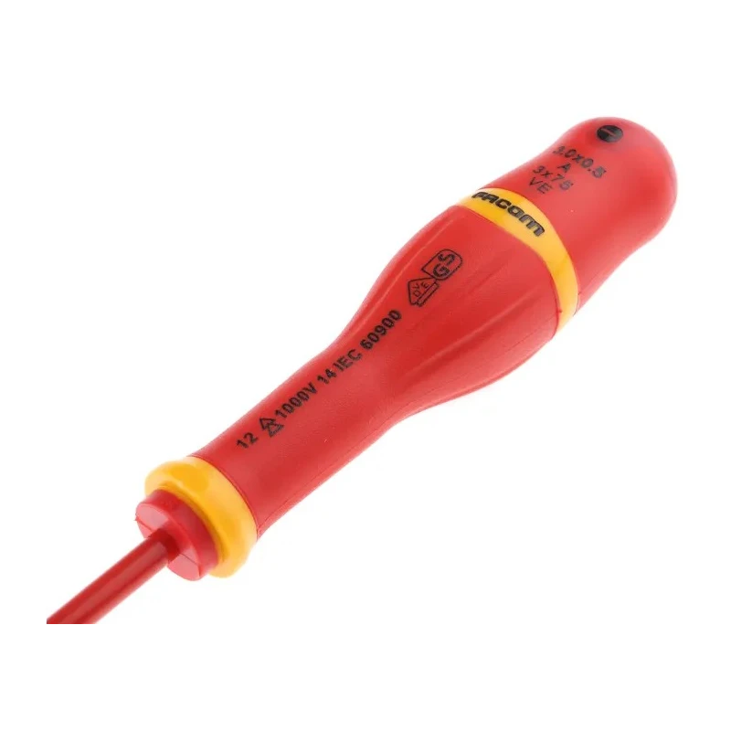 Facom Insulated Screwdriver 75 mm Blade VDE/1000V Approved, 178mm Overall AT3X75VE
