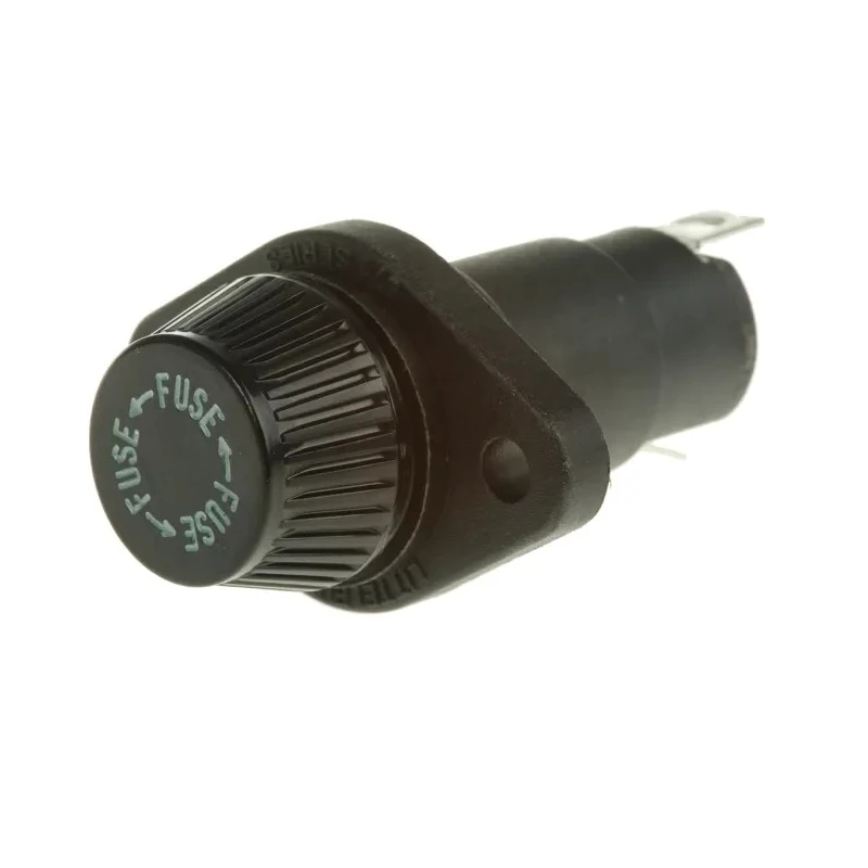 Littelfuse 20A Panel Mount Fuse Holder 600V Glass-Filled Thermoplastic Body Brass Contacts Manual Cap 05710027L