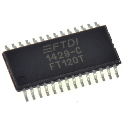 FTDI Chip 1-Channel Controller IC USB 2.0, 5.5V, 3.3V, 28-Pin TSSOP FT120T-R