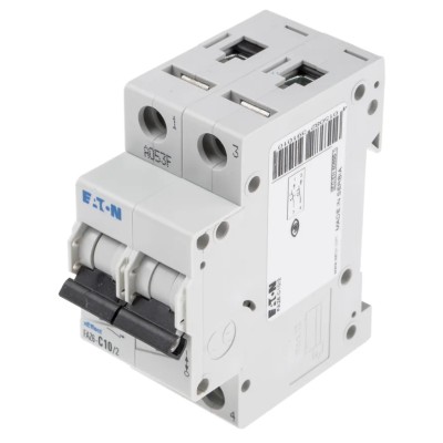 RS PRO Miniature Circuit Breaker, 2-Pole, Type C, 10A, 400V AC, 6kA Breaking Capacity FAZ6