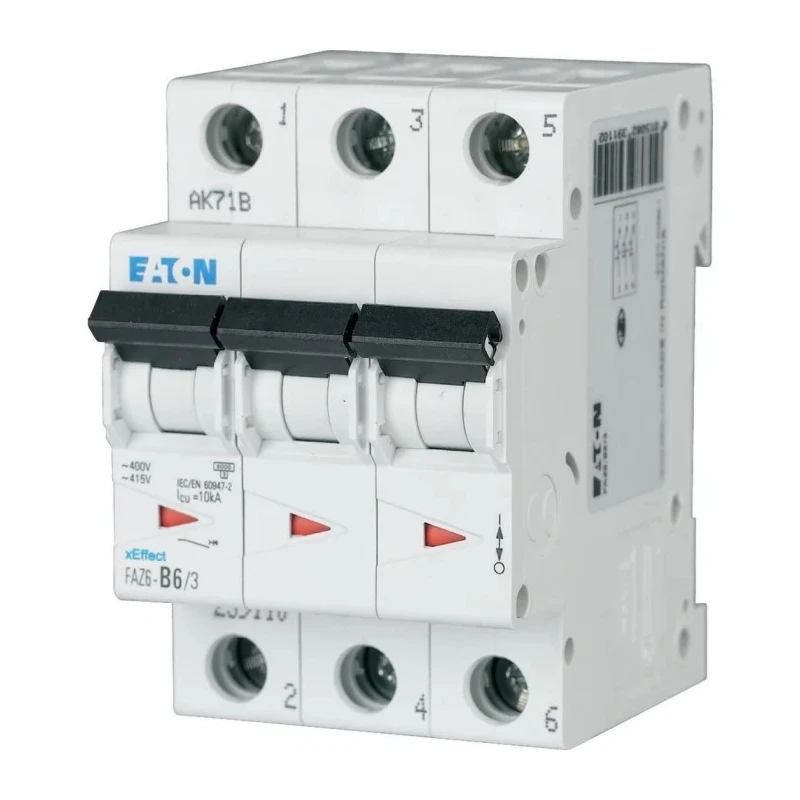 Eaton xEffect Series Miniature Circuit Breaker, 3-Pole, 16A, Type C, 400V AC, 6 kA Breaking Capacity 239148 FAZ6-C16/3