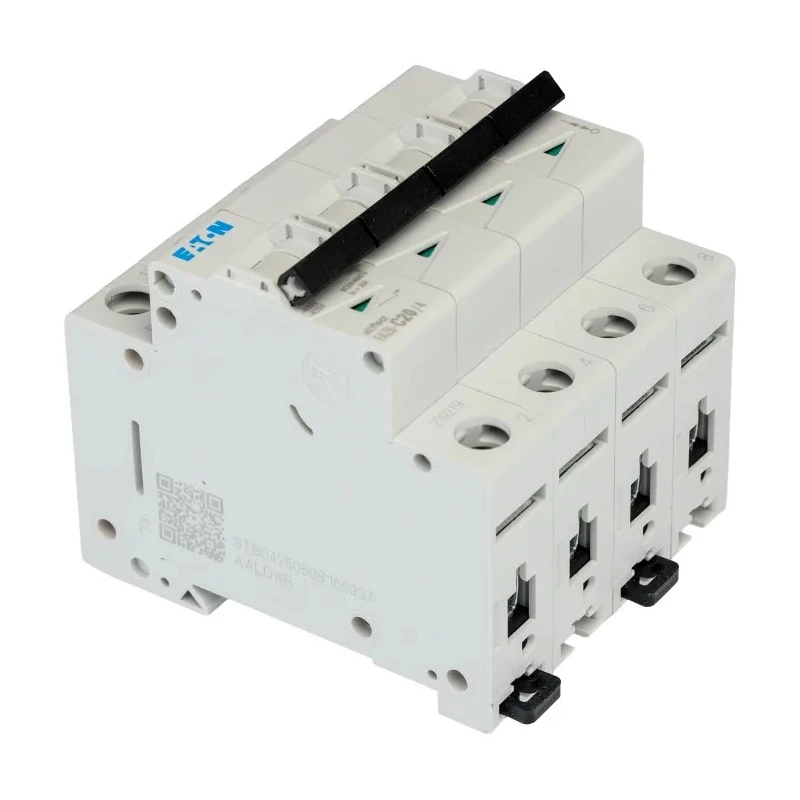 ABB Miniature Circuit Breaker, 4 Poles, 20A Current Rating, Type C, 400V AC, 6 kA Breaking Capacity 239219 FAZ6-C20/4