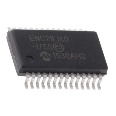 Microchip 28-Pin SSOP Controller IC 3.3 V 10 Mbps Serial-SPI Full Duplex/Half Duplex ENC28J60-I/SS