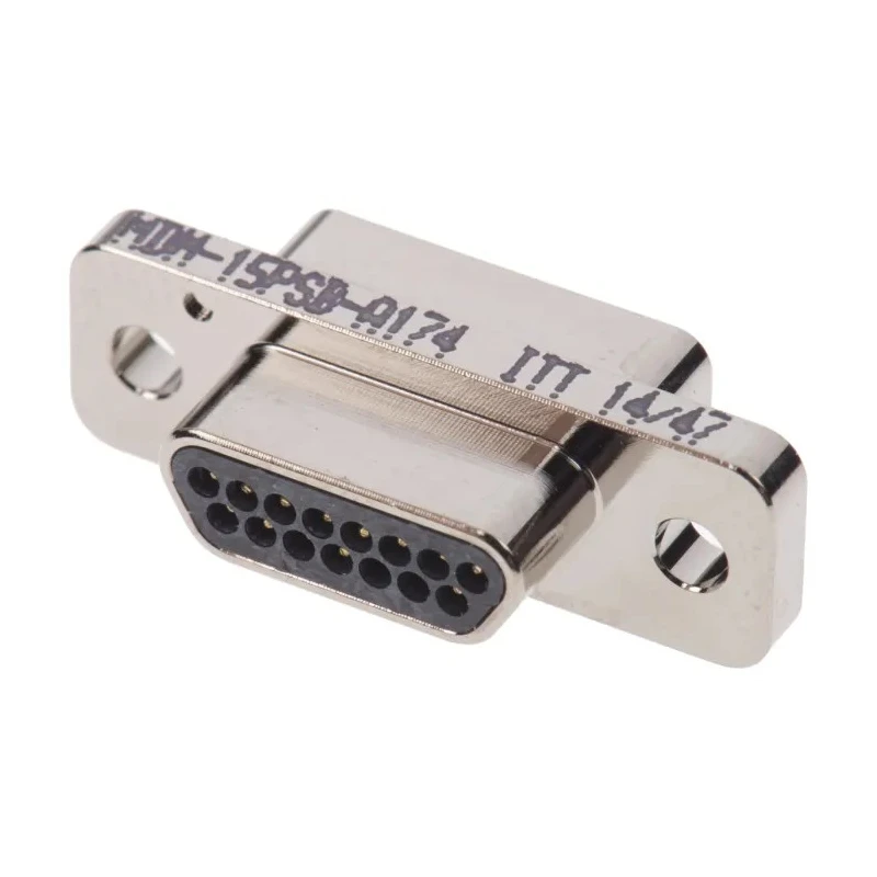 ITT Cannon 15 Way Straight Micro-D Panel Mount Aluminium Alloy D-Sub Connector 1.27 mm Pitch MDM-15PSB-A174