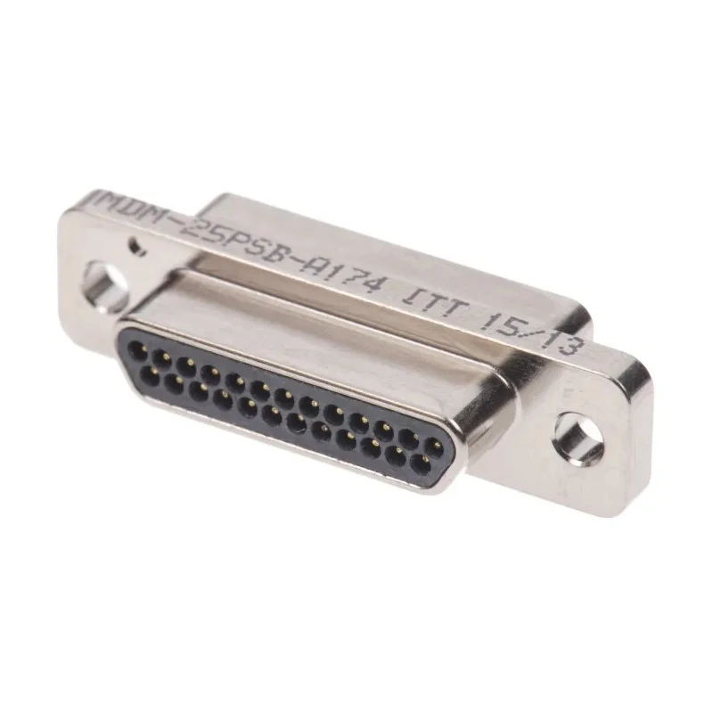 ITT Cannon 25 Way Straight 1.27 mm Pitch Panel Mount Micro-D Solder Male D-Sub Connector MDM-25PSB-A174