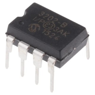 Microchip 2 ADC Channels 12 bit Resolution SAR Analogue to Digital Converter 100 ksps SPI Interface PDIP 8-Pin MCP3202-BI/P