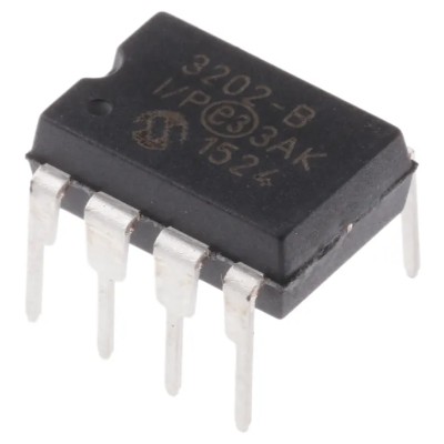 Microchip 2 ADC Channels 12 bit Resolution SAR Analogue to Digital Converter 100 ksps SPI Interface PDIP 8-Pin MCP3202-BI/P