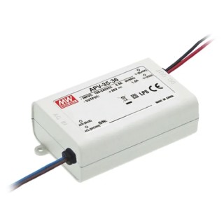 MEAN WELL APV-35 Series IP30 1 Output LED Driver, 5V, 35W, 5A Constant Voltage LED Driver IP30