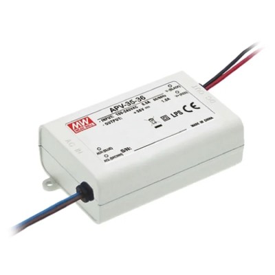 MEAN WELL APV-35 Series IP30 1 Output LED Driver, 5V, 35W, 5A Constant Voltage LED Driver IP30