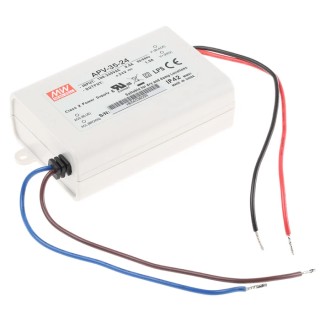 MEAN WELL APV-35 Series Constant Voltage 36W LED Driver, 24V, 1.5A, IP30, Screw Mount IP30 1 Output LED Driver IP30