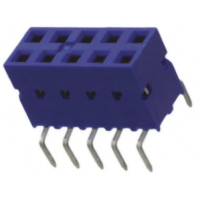 Amphenol ICC 10-Contact 2-Row 2.54 mm Pitch Straight Through Hole PCB Socket 12A 1kV Glass Filled Thermoplastic 71991-305LF