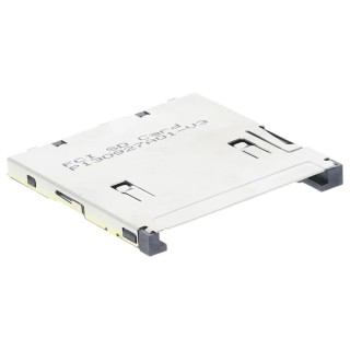 Amphenol ICC 10 Way Push-Push SD Memory Card Connector, Surface Mount, Solder Termination, Thermoplastic 10067847-001RLF