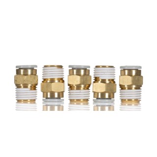 SMC Pneumatic Fitting Brass Push-in 8mm Tube, Male Threaded R 1/4, Electroless Nickel Plated KQ2H08-02AS