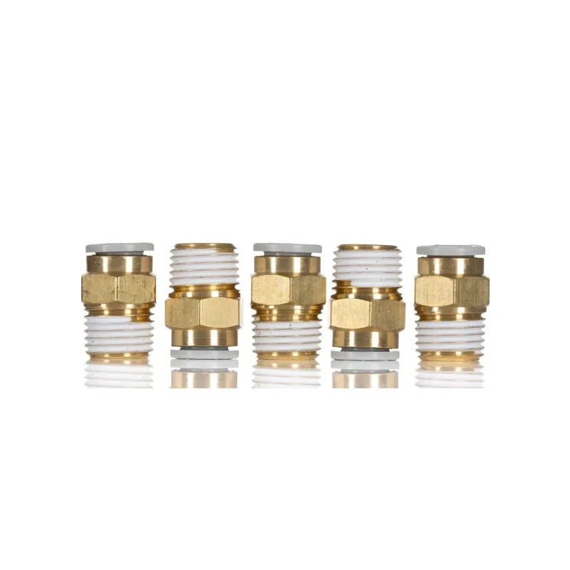 SMC Pneumatic Fitting Brass Push-in 8mm Tube, Male Threaded R 1/4, Electroless Nickel Plated KQ2H08-02AS