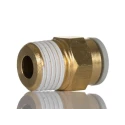 SMC Pneumatic Fitting Brass Push-in 8mm Tube, Male Threaded R 1/4, Electroless Nickel Plated KQ2H08-02AS