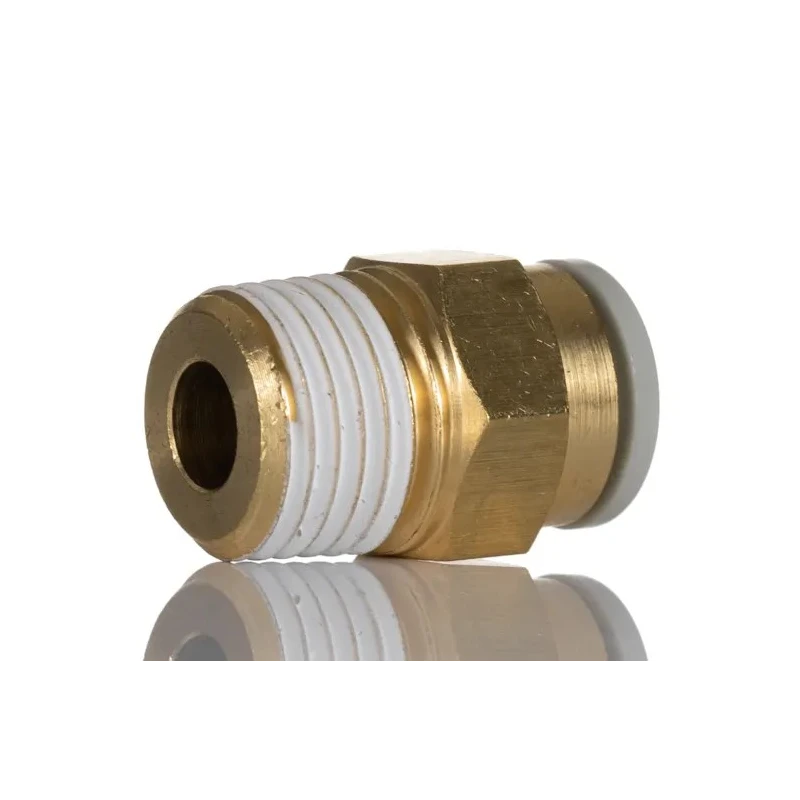 SMC Pneumatic Fitting Brass Push-in 8mm Tube, Male Threaded R 1/4, Electroless Nickel Plated KQ2H08-02AS