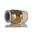 SMC Pneumatic Fitting Brass Push-in 8mm Tube, Male Threaded R 1/4, Electroless Nickel Plated KQ2H08-02AS