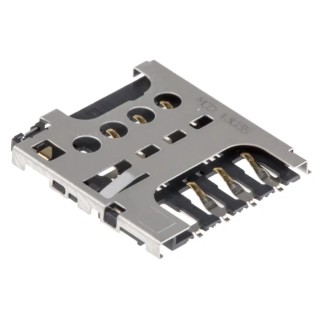 Molex Micro SIM 6 Way Right Angle Push Pull Micro SIM Memory Card Connector, Solder 78727-0001