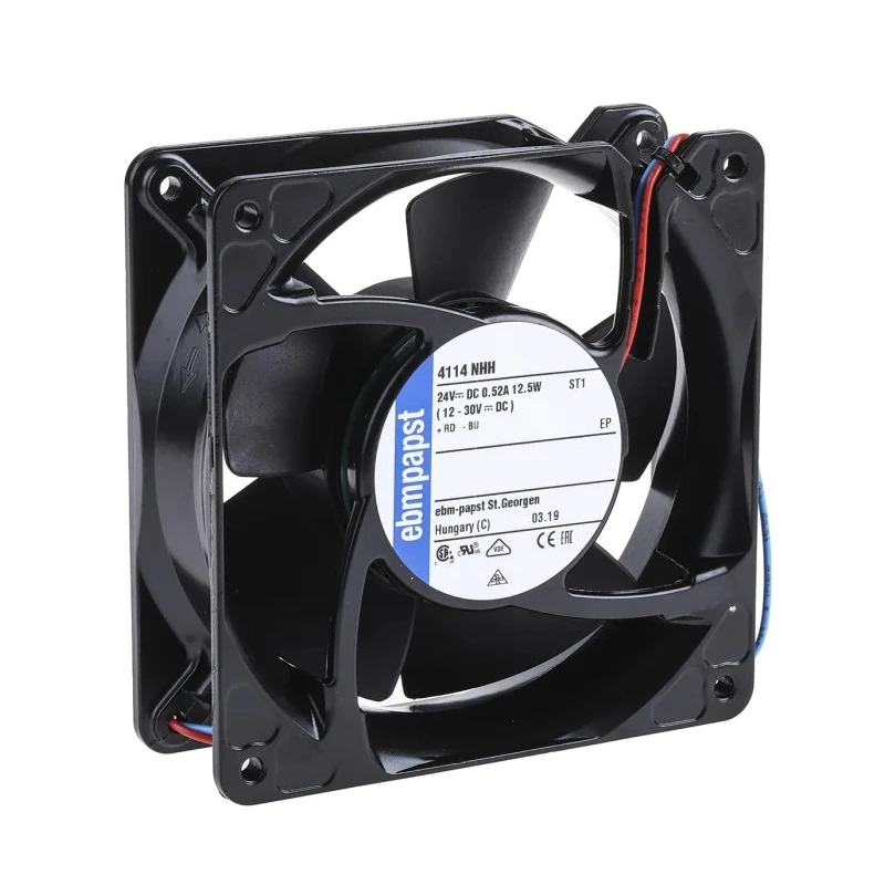 ebm-papst 4100 NHH - S-Force Series Axial Fan 24V DC 12.4W 260 m³/h IP54 IP68 119x38x119 mm 4114NHH