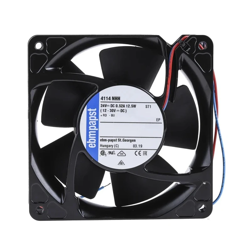 ebm-papst 4100 NHH - S-Force Series Axial Fan 24V DC 12.4W 260 m³/h IP54 IP68 119x38x119 mm 4114NHH