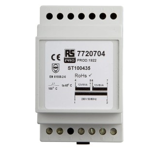 Merlin Gerin RS PRO 16 VA DIN Rail Transformer, 230 V ac Primary, 12 V ac Secondary, EN 61558-2-6, RoHS 772-0704