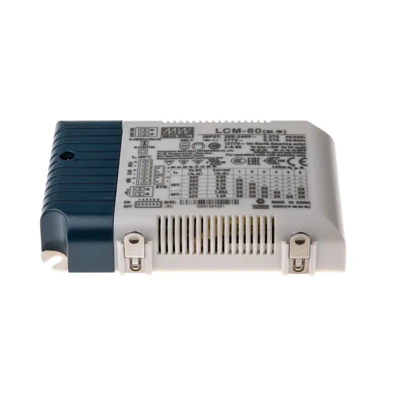 MEAN WELL 5 Output LED Driver, Constant Current, 700mA, 2-90V Output Voltage, 60.3W Power, IP20, 1/10 V and PWM Dimming IP20 