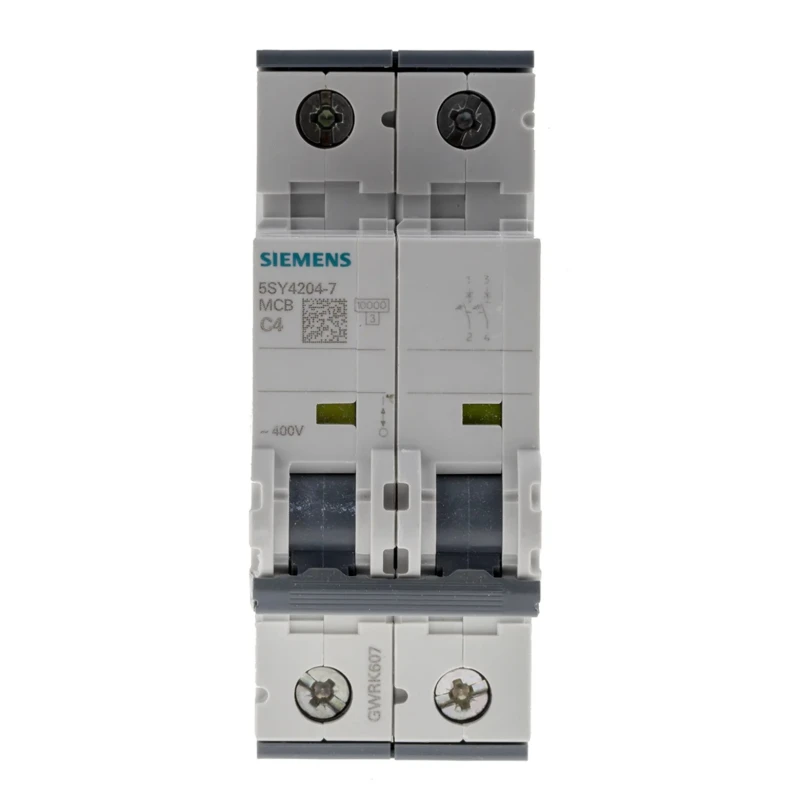 Siemens SENTRON Miniature Circuit Breaker, 2-Pole, 4A, Type C, 400V AC, 60V DC, 10kA Breaking Capacity 5SY4204-7