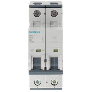 Siemens SENTRON 5SY4 Miniature Circuit Breaker 2-Pole 2A Type C 400V AC 400V DC 10kA Breaking Capacity 5SY4202-7
