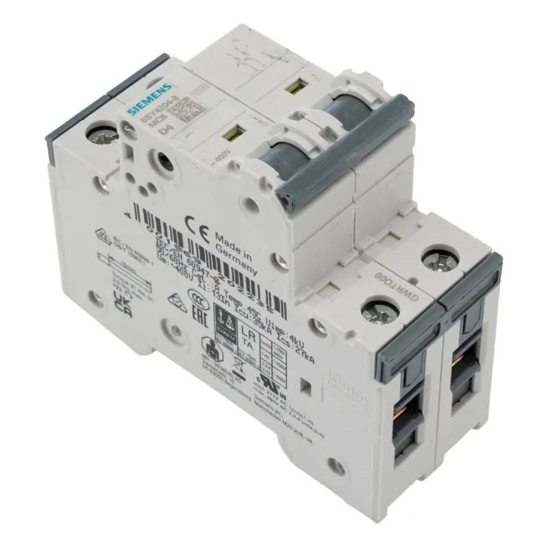 Siemens SENTRON Miniature Circuit Breaker 2-Pole 4A Type D 400V AC 60V DC 10kA Breaking Capacity 5SY4204-8