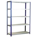 RS Pro 5 Shelf Galvanised Steel Chipboard Shelving System 1.8 m Height 1.2 m Width 450 mm Depth 265 kg Load Capacity 771-9199