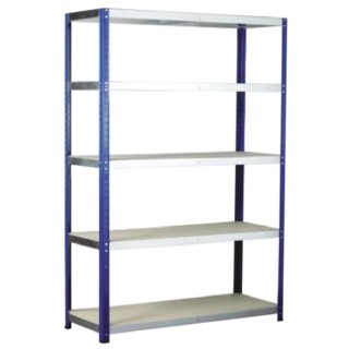 RS Pro 5 Shelf Galvanised Steel Chipboard Shelving System 1.8 m Height 1.2 m Width 450 mm Depth 265 kg Load Capacity 771-9199