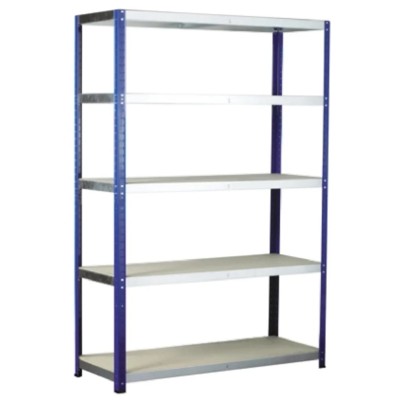 RS Pro 5 Shelf Galvanised Steel Chipboard Shelving System 1.8 m Height 1.2 m Width 450 mm Depth 265 kg Load Capacity 771-9199
