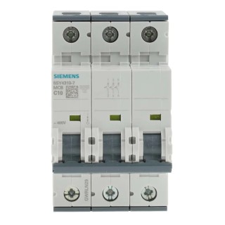 Siemens SENTRON 3-Pole Miniature Circuit Breaker 10A Type C 400V AC 60V DC 10 kA 5SY4310-7