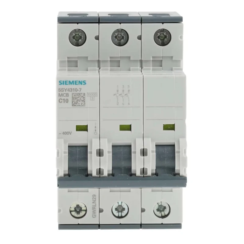 Siemens SENTRON 3-Pole Miniature Circuit Breaker 10A Type C 400V AC 60V DC 10 kA 5SY4310-7