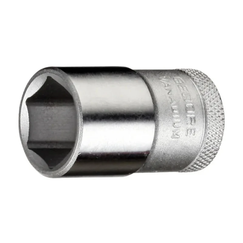 Gedore 1/2 in Drive 21 mm 6 Point Square Socket, Chrome Finish, Vanadium Steel, 41.5mm Overall Length 19 21