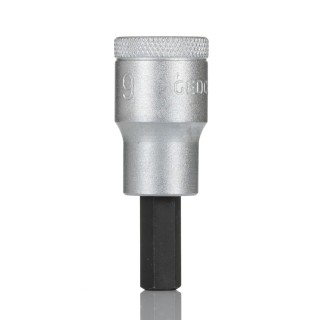 Gedore Hex Screwdriver Bit, 1/2 in Drive Size, 9 mm Tip, Hex Drive, 61 mm Overall Length IN 19 9