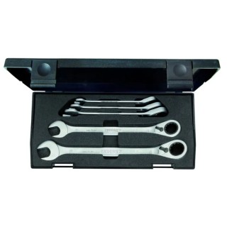 Gedore 5-Piece Ratchet Spanner Set, 8 to 19 mm, Vanadium Steel, Chrome Finish, Germany 7 UR-005